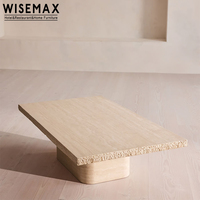 WISEMAX FURNITURE Wabisabi Design minimaliste Marbre naturel Travertin Pierre Centre Table Canapés Set Table basse pour le salon
