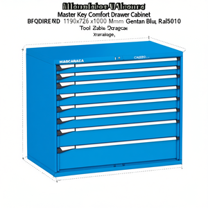 Fami Master Key Comfort <b>Drawer</b> Cabinet 8 <b>Drawers</b> 1190x726x1000 Mm Gentian Blue Ral5010 <b>Tool</b> Storage - Product Image 2