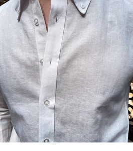 <span class=keywords><strong>Chemise</strong></span> à <span class=keywords><strong>manches</strong></span> <span class=keywords><strong>longues</strong></span> de couleur unie <span class=keywords><strong>en</strong></span> coton et <span class=keywords><strong>lin</strong></span> pour hommes, t-shirt slim britannique d'affaires pour hommes - Product Image 3