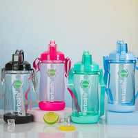 Bouteille d'eau de sport en plastique de grande capacité 1000ml personnalisée avec couvercle escamotable bouteille d'eau de motivation en paille