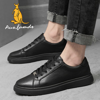 Chaussures de sport décontractées tendance pour hommes avec logo kangourou, empeigne en cuir de vachette et doublure en peau de porc, semelle extérieure en caoutchouc élégante pour la marche