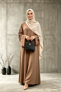 Abaya unie pour femme, style Dubaï, robe longue maxi modeste à manches larges et ceinture, tenue quotidienne musulmane islamique (6394) - Product Image 5