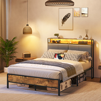 Vente en gros Base de lit en bois design industriel avec cadre en métal Cadres de lit simple/double/double/queen/king size pour chambre à coucher