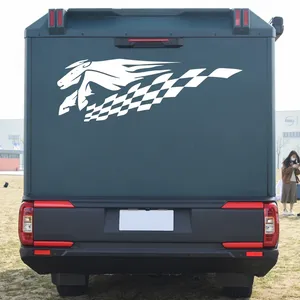 Autocollants graphiques pour voiture, drapeau à carreaux, <span class=keywords><strong>course</strong></span> <span class=keywords><strong>de</strong></span> <span class=keywords><strong>chevaux</strong></span>, pour Van, camping-car, autocaravane, décoration en vinyle, accessoires <span class=keywords><strong>de</strong></span> tuning automobile - Product Image 1