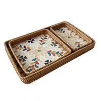 Handgemaakte Vintage Home Decor Keuken Opbergmand Hoge Natuurlijke Rotan Duurzame Geweven Doek Vierkante Vorm Voor Fruit Snacks