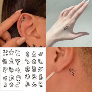 1 Juego por 15 hojas 100 + mini diseños Flores pintadas a <span class=keywords><strong>mano</strong></span> Conejo serpiente barato <span class=keywords><strong>de</strong></span> alta calidad Pegatinas <span class=keywords><strong>de</strong></span> tatuaje temporal - Product Image 2