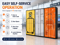 Casier de rangement intelligent pour bagages avec code, casier sécurisé en libre-service pour aéroports, hôtels, centres commerciaux et attractions touristiques