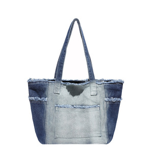 Bolso tote vaquero de moda transfronterizo con borlas, informal, de gran capacidad, para hombro y axila, con forro de poliéster - Product Image 5