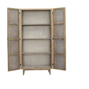 Buffet à 2 portes en bois naturel avec décoration en rotin pour la cuisine, la salle à manger et la chambre - Meubles pour la maison - Product Image 3