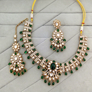 Indian Traditional Antique Gold Plated Kundan Choker Necklace <b>Set</b> Multicolor Gemstone Bead Navratna Style Bridal Jewelry <b>Set</b> - Product Image 1