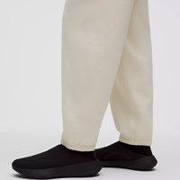 Pantalon de jogging mi-lourd pour homme ODM avec cordon élastique, logo personnalisé, teinture unie, en molleton bouclette tricoté avec poche arrière