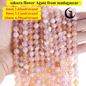 Zhe Ying 6/8/10mm Sakura Fleur Agate <span class=keywords><strong>Pierre</strong></span> Perles Rondes Lisse <span class=keywords><strong>Pierre</strong></span> Perles pour la Fabrication de Bijoux Sakura Agate Perles - Product Image 3