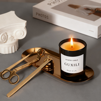 Bougie parfumée en verre noir avec couvercle en bambou, boîte cadeau, cire de soja, aromathérapie, cadeau pour la maison, parfum personnalisé et fabrication OEM prisée