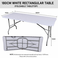 Table pliante creuse moulée par soufflage de 180 cm en plastique HDPE, table longue portable pour le camping en plein air, les pique-niques, les fêtes et les événements