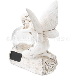 Solar Garden Fairy Light <b>Led</b> Resin Angel With Glass <b>Ball</b> Outdoor Decorative Lamp Water Resistant Free Standing - Product Image 5