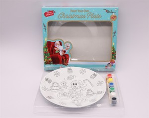 8,19 pulgadas sin pintar pintura hecha a mano DIY niños artesanía cerámica plato Navidad personalizado Santa Claus Reno porcelana dibujos animados - Product Image 5