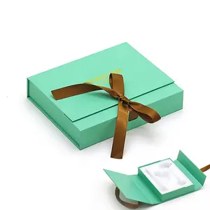 美容保健品化妆品巧克力食品礼品磁性翻盖纸盒带丝带