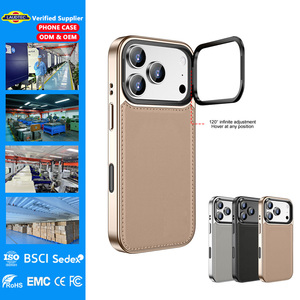 เคสโทรศัพท์หนังพร้อมฝาปิดกล้องแบบพลิก ป้องกันด้วยแม่เหล็ก สำหรับ 17Pro Max รับผลิตแบบ OEM ODM ออกแบบเองได้ - Product Image 1
