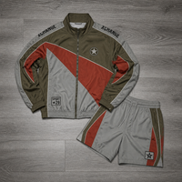 Ensemble de survêtement streetwear pour homme, deux pièces, veste à capuche zippée et short à cordon de serrage, tissu thermique en Spandex/Coton, ODM