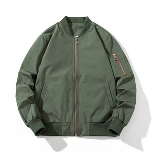 Autumn Trendy Unisex Custom School Uniform Workwear Logo Solid Color Stand Collar <strong>Trench</strong> <strong>Coat</strong> Zipper Casual for Flight Jacket - Product Image 5