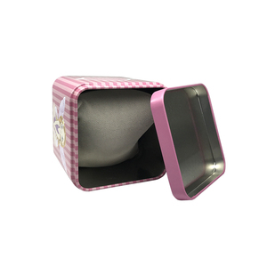 Nguồn Nhà Máy Giá Tốt Tin Hộp Trà 76*76*76Mm Dễ Thương Đồng Hồ Quà Tặng Thiếc Vuông Có Thể Vòng Đeo Tay Đồ Trang Sức Hộp Thiếc Với Chèn - Product Image 2