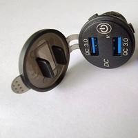 ELEWIND QC 3.0 Contact en laiton 12V IP40 USB Double interrupteur Affichage numérique Voltmètre Chargeur pour téléphones mobiles IPAD Voiture Yacht