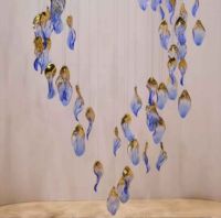 Lustre en verre bleu long avec hauteur réglable pour l'éclairage des couloirs et des escaliers de villa, décoration de restaurant LED