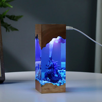 Lampe de nuit LED Godzilla personnalisée en résine avec alimentation par piles, artisanat créatif en résine pour salon, cadeau de vacances, ornement