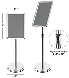 11x17インチ用の調整可能な台座ポスタースタンドアルミニウムスナップオープンフレーム、垂直および水平ビューサインが表示されます
