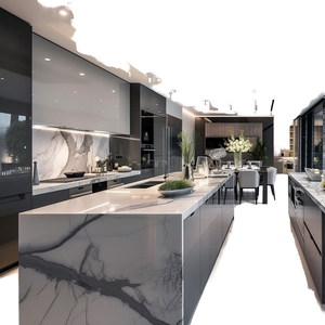 <span class=keywords><strong>Meuble</strong></span> de cuisine modulaire moderne avec 3 tiroirs de rangement, plan de travail en quartz artificiel, durable et facile à nettoyer, idéal pour les projets. - Product Image 1