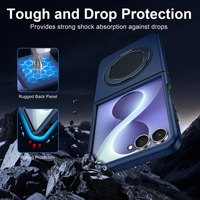 JUNBO pour iPhone Duo Fold Protection Airbag Anti-chute Panneau Arrière Robuste Coins Renforcés Support Rotatif Coque Intégrale