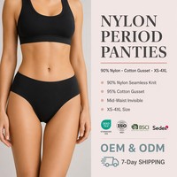 Culottes menstruelles anti-fuites pour femmes, en nylon respirant, lingerie intime, avec doublure en coton, taille mi-haute, ensemble OEM du XS au 4XL