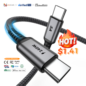 UNIEAN Venta al por Mayor Cable de Carga Rápida y Datos USB 2.0 de 2M 3M, Tipo <span class=keywords><strong>C</strong></span> de 48V 5A 100W 240W para iPhone <span class=keywords><strong>a</strong></span> Android - Product Image 1