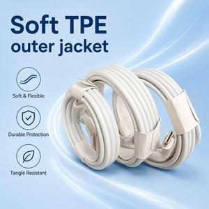 Cargador de Alta Calidad de 20W Tipo C a Lightning de Carga Rápida Cable Blanco de TPE USB de 3 pies y 6 pies para Phone 14, 13, 12, 11 Pro Max - Product Image 4