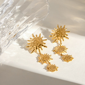 Jinhua Star Shape Drop Earrings 18k Gold Plated Stainless Steel Geometric Party Jewelry - Product Image 2