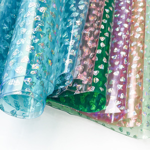 Diseño de patrón de diamantes de colores, rollo de película de plástico transparente de PVC, cuero sintético transparente para materiales de embalaje/bolsas de cosméticos - Product Image 2