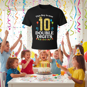 เสื้อยืดวันเกิดครบรอบ 10 ปีแบบปรับแต่งได้สำหรับเด็กผู้ชาย ลายมงกุฎเลขสองหลัก สำหรับกิจกรรมส่งเสริมการขายสำหรับเด็ก - Product Image 2