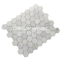 Centurymosaic Mosaïque en marbre blanc oriental poli, mosaïque hexagonale de 3 pouces pour mur et sol