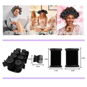 Rouleau chauffant flocage pour femmes Boucles de cheveux Curling Rod Curler Silk Hairs Roll Rollers Rolling Sets For Long Hair