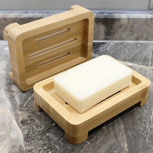 Moderno bagno di bambù portasapone auto drenante in legno Bar porta sapone per doccia quadrato antiscivolo vassoi per bagno uso cucina - Product Image 3