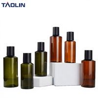 Botol Plastik Kosmetik 50ml & 100ml, Bentuk Silinder Amber Doff, Untuk Sampo, Lotion, Minyak Rambut, Serum Perawatan Kulit, Dengan Tutup Pompa Emas & Perak