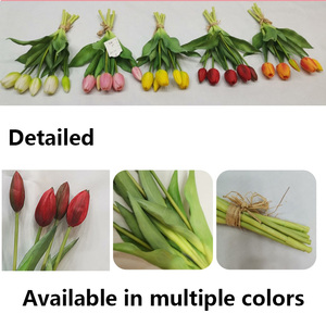 Senmasine falso PU tulipán naranja púrpura blanco rosa amarillo flores artificiales ramo <span class=keywords><strong>tulipanes</strong></span> para el hogar Decoración de la boda proveedores - Product Image 6