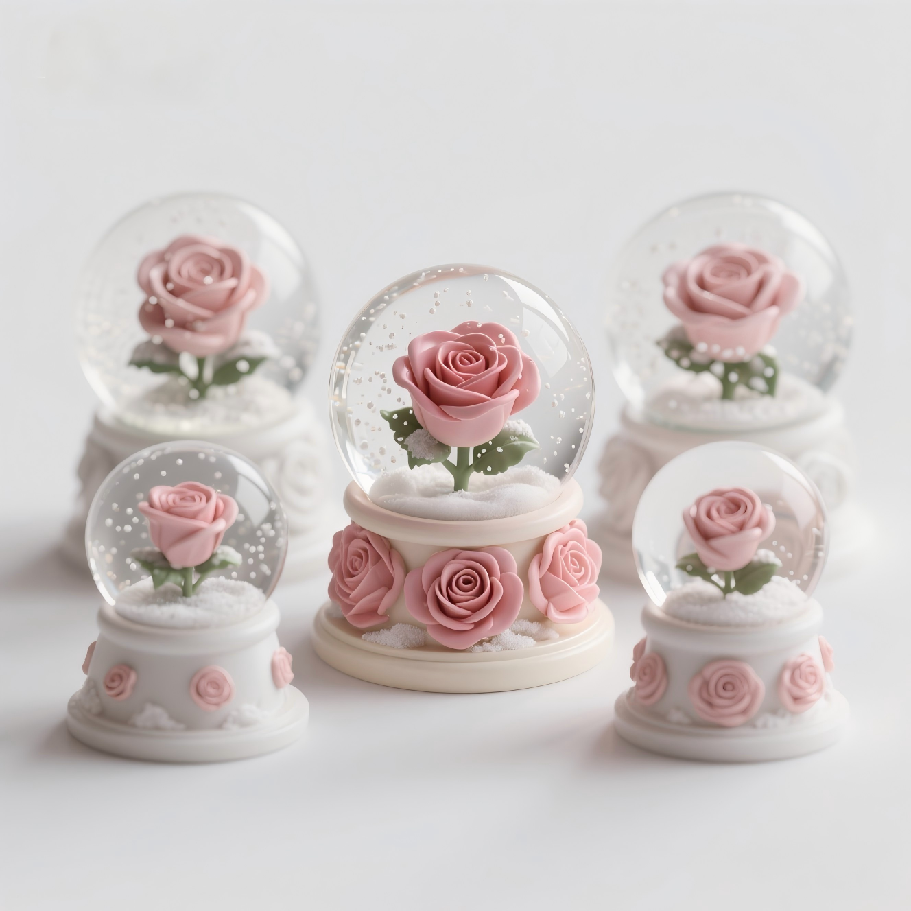 Buy In Bulk Rose in Water Globe Handmade Pink Rose Design