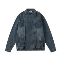 Veste en jean surdimensionnée pour homme usée, deux tons, veste en jean hip-hop usée, design personnalisé de luxe, coton de rue pour homme