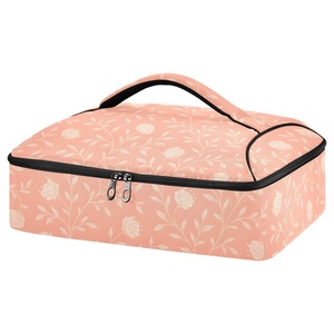 Hawaiian Pink Hibiscus Flower Food Warmer Delivery Custom Designer Insulated Thermal Bag Pizza Casserole <b>Pans</b> Carrier Cooler Bag - Product Image 1