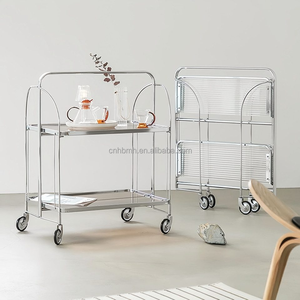 लकड़ी की धातु रोलिंग बेड टेबल साइड स्टोरेज आयोजक गाड़ी पहियों के साथ मोबाइल उपयोगिता ट्रॉली ओक कार्ट - Product Image 2