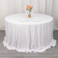 Nappe Ronde Tricotée Blanche Unie pour Banquet de Mariage, Anti-Plis, Ignifuge, Luxe Léger, Haut de Gamme