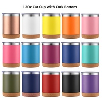 En stock – Tasse de voiture isotherme en acier inoxydable 304 avec base en liège, 12 oz, poignée, finition thermolaquée, logo personnalisable
