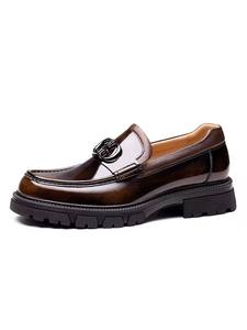 Chaussures Oxford pour hommes, style business décontracté, plateforme, talon haut, bout carré, cuir véritable brillant, antidérapantes, désodorisantes, formelles, pour mariage - Product Image 5