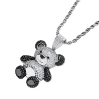 Collier unisexe Hip Hop avec pendentif animal Ours Panda brillant et micro-incrusté de zircon